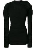 Ann Demeulemeester Gathered Mesh Layer Top - Black