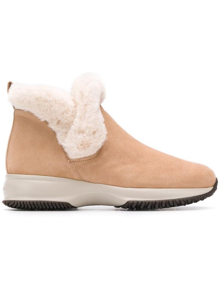 Hogan Shearling Ankle Boots - Neutrals