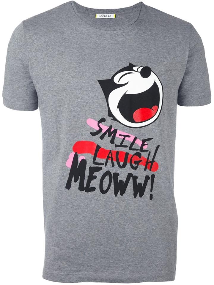 Iceberg Felix The Cat T-shirt, Men's, Size: Xl, Grey, Cotton/spandex/elastane