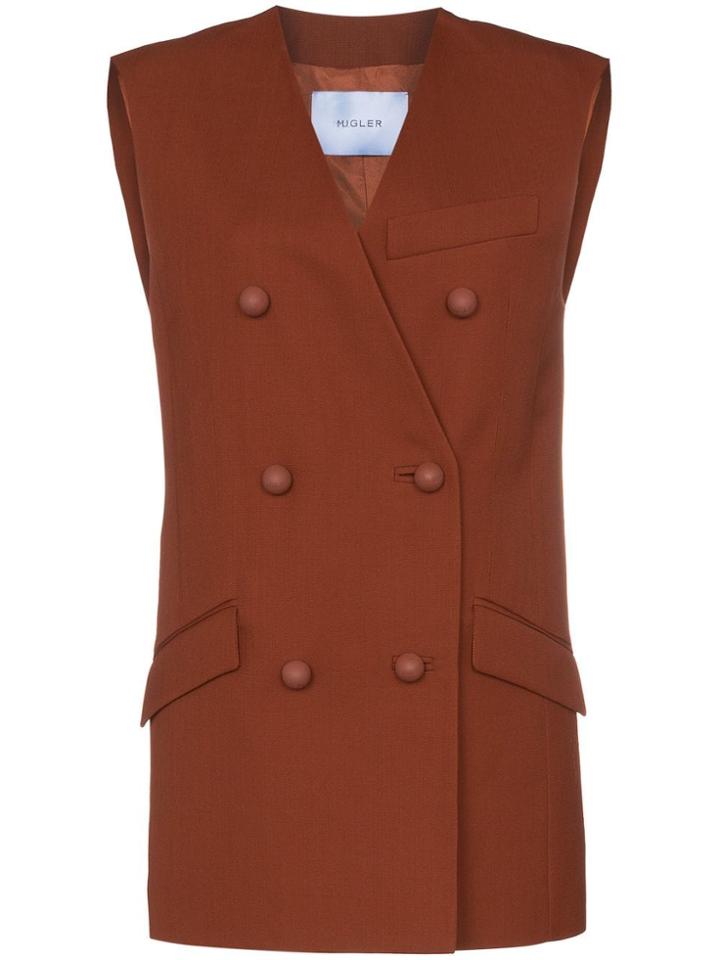 Mugler Double-breasted Sleeveless Blazer - Orange