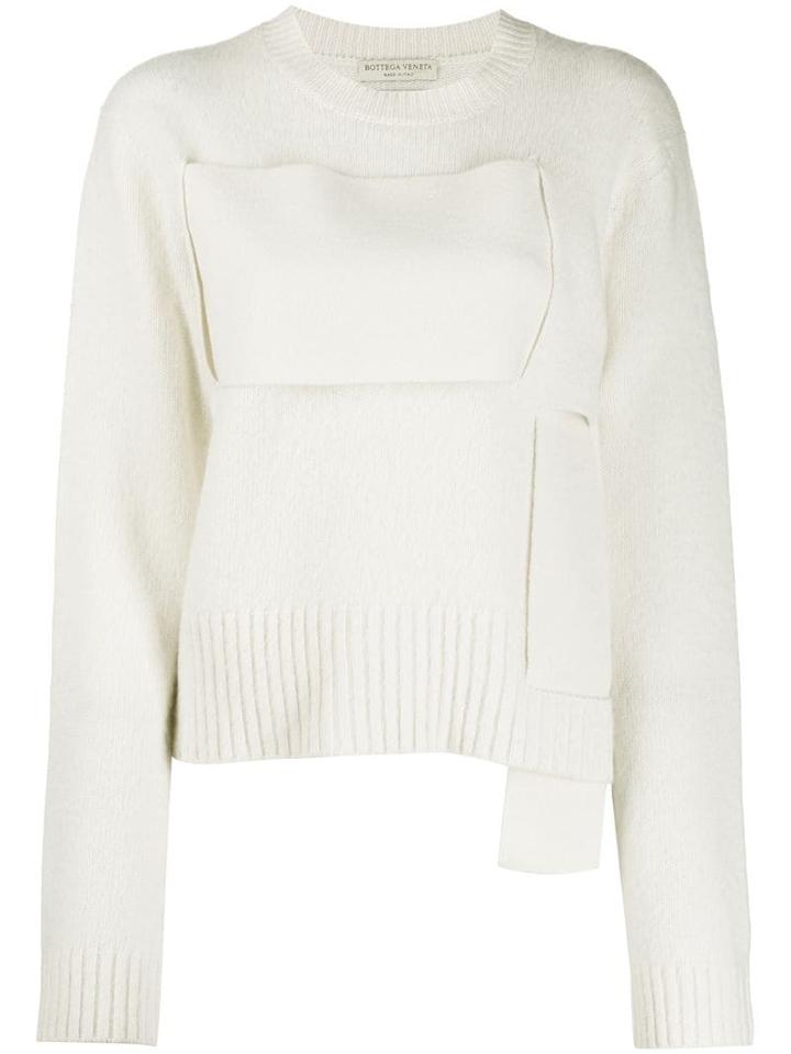 Bottega Veneta Wide Woven Strap Jumper - White