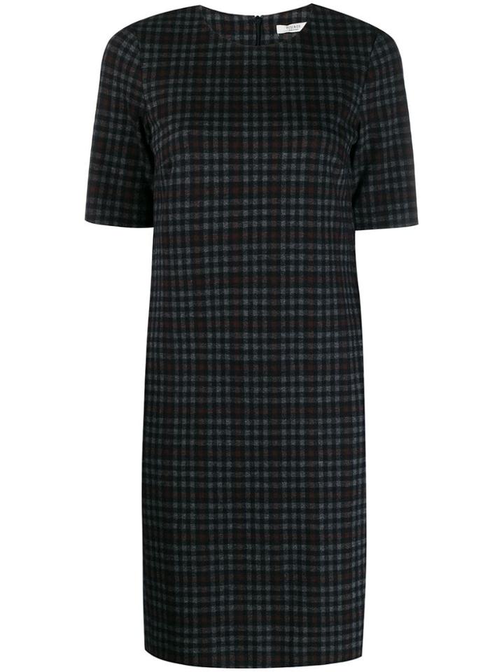 Peserico Checked Fitted Dress - Blue