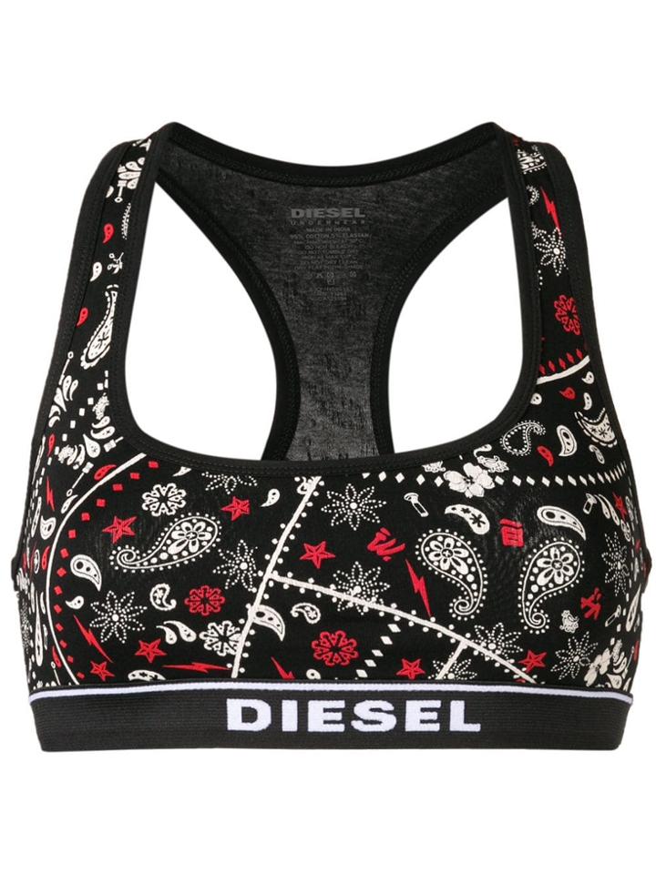 Diesel Paisley Print Bra Top - Black