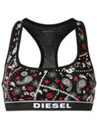 Diesel Paisley Print Bra Top - Black