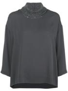 Fabiana Filippi Ribbed Neck Blouse - Grey