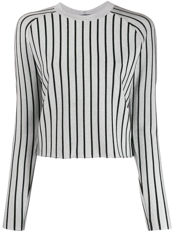 Proenza Schouler Metallic Striped Knitted Top - Silver