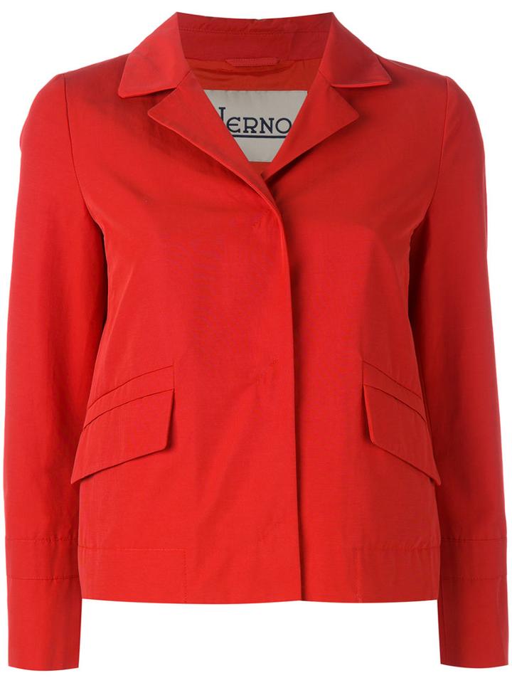Herno - Fitted Cropped Jacket - Women - Cotton/polyester/polyethylene/acetate - 40, Red, Cotton/polyester/polyethylene/acetate