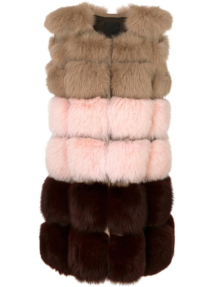 Liska Sleeveless Colour Block Coat - Nude & Neutrals