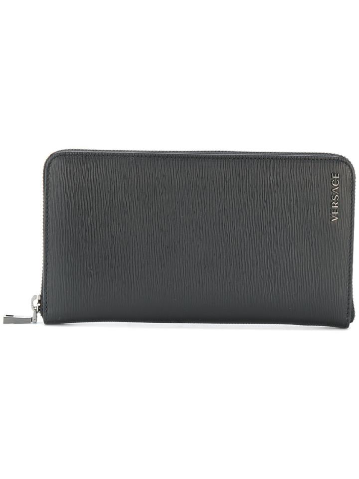 Versace Textured Breast Wallet - Black