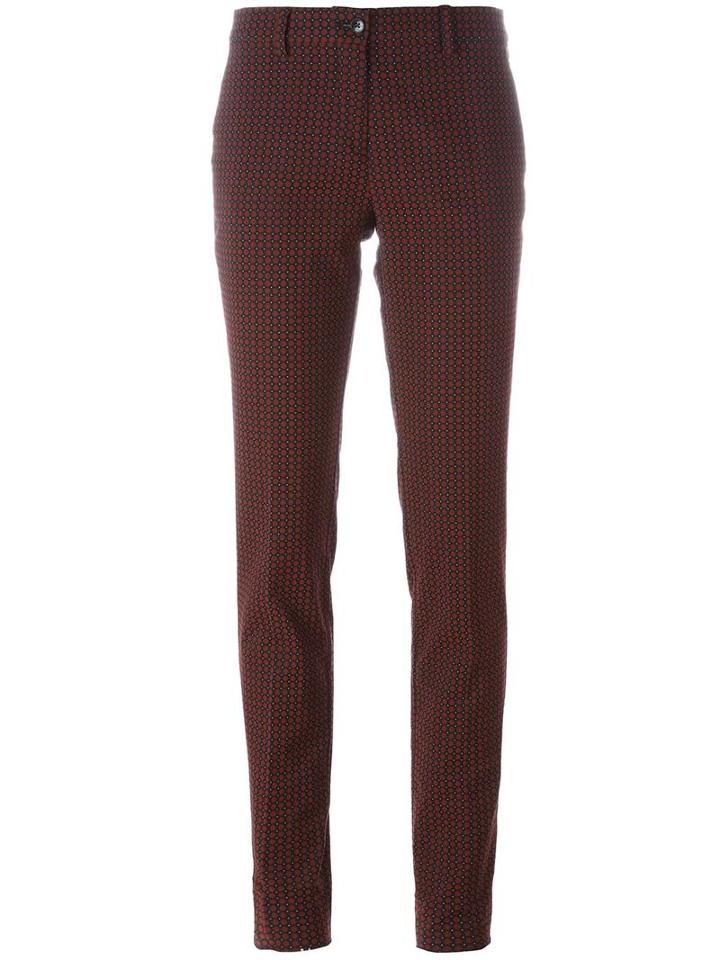 Etro Geometric Jacquard Trousers, Women's, Size: 46, Red, Cotton/polyamide/spandex/elastane