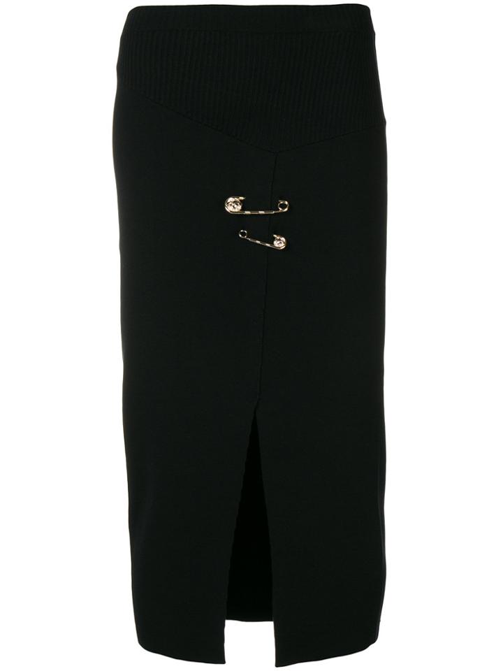 Versus Safety Pin Midi Wrap Skirt - Black