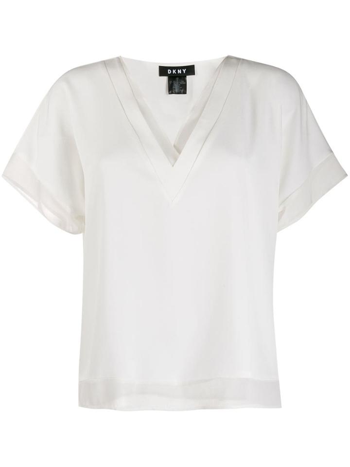 Dkny Layered Style V-neck Blouse - White