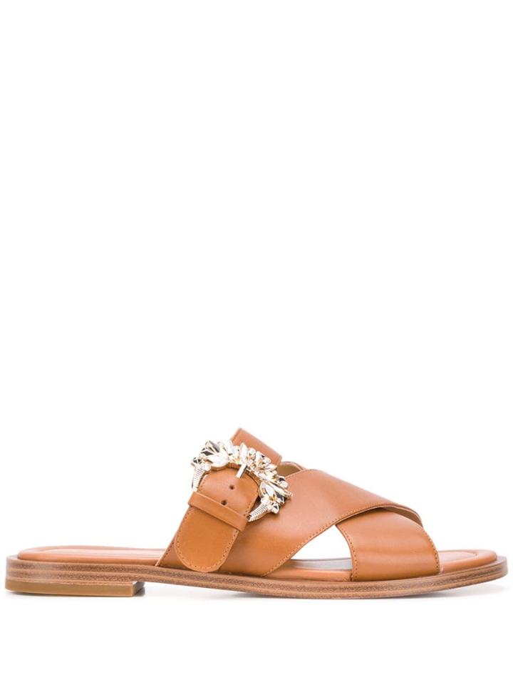 Michael Michael Kors Frieda Leather Sandals - Brown