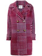 Essentiel Antwerp Double Buttoned Houndstooth Coat - Blue