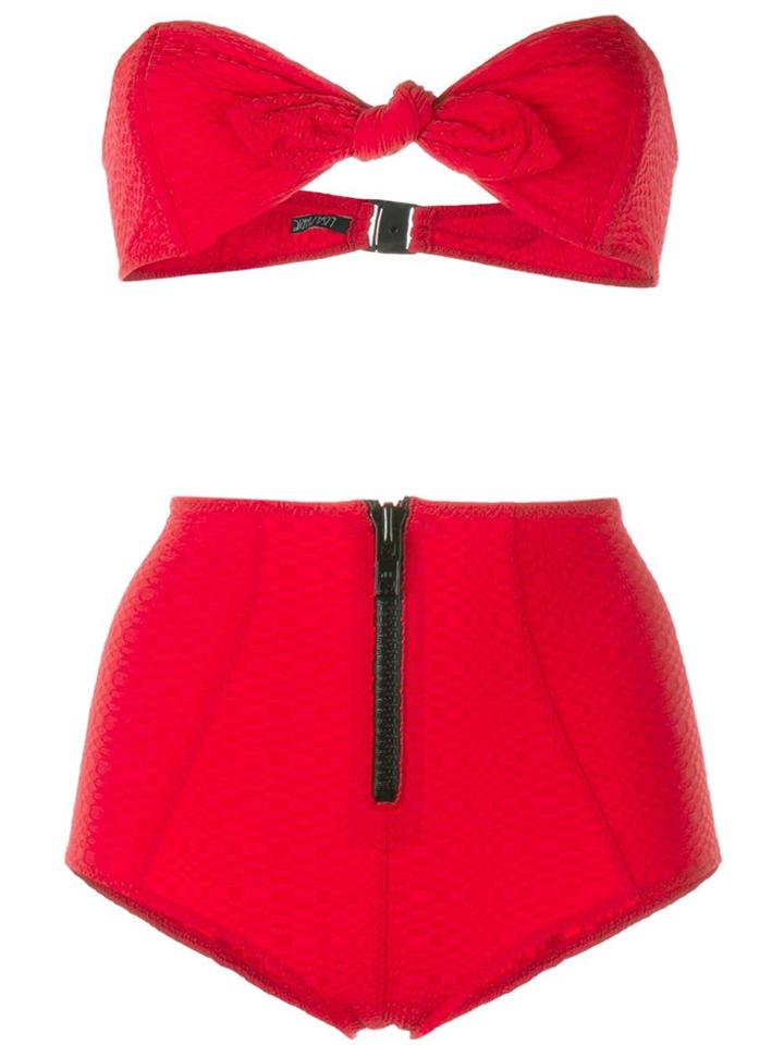 Lisa Marie Fernandez Poppy Zip Seersucker Bikini - Red