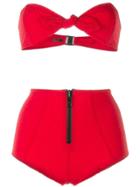 Lisa Marie Fernandez Poppy Zip Seersucker Bikini - Red