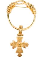 Chanel Vintage Cross Ring Brooch, Women's, Metallic