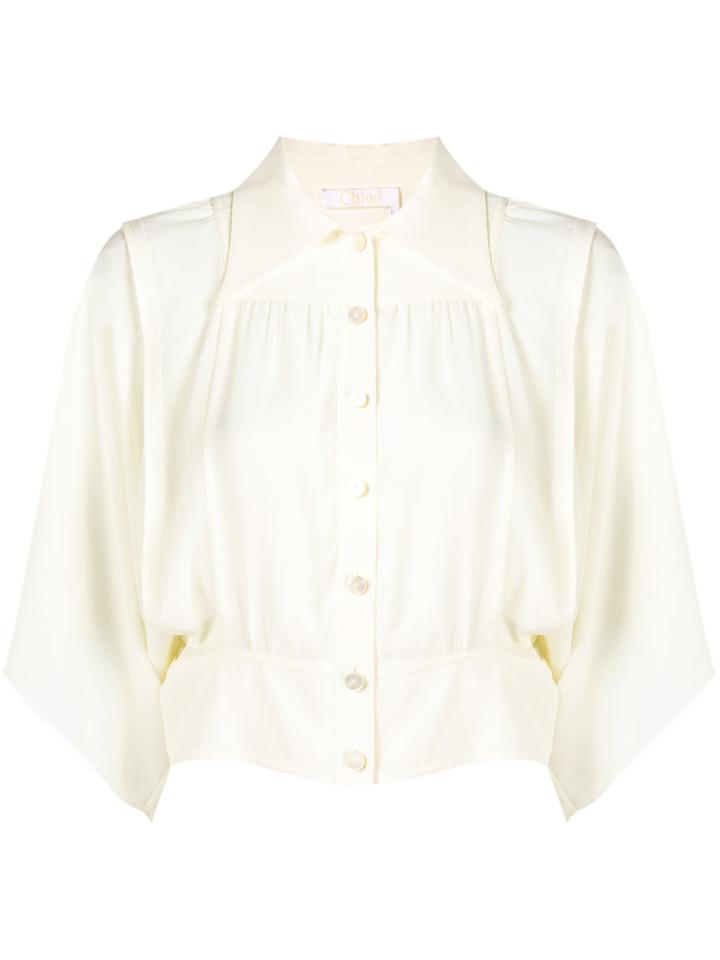 Chloé Cropped Pointed Collar Shirt - White