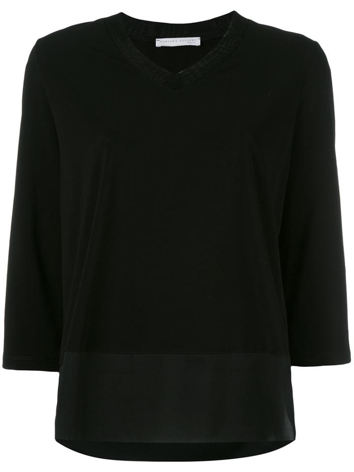 Fabiana Filippi V-neck Blouse, Women's, Size: 42, Black, Spandex/elastane/viscose