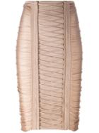 Balmain Lace-up Pencil Skirt, Women's, Size: 36, Nude/neutrals, Polyamide/spandex/elastane/viscose