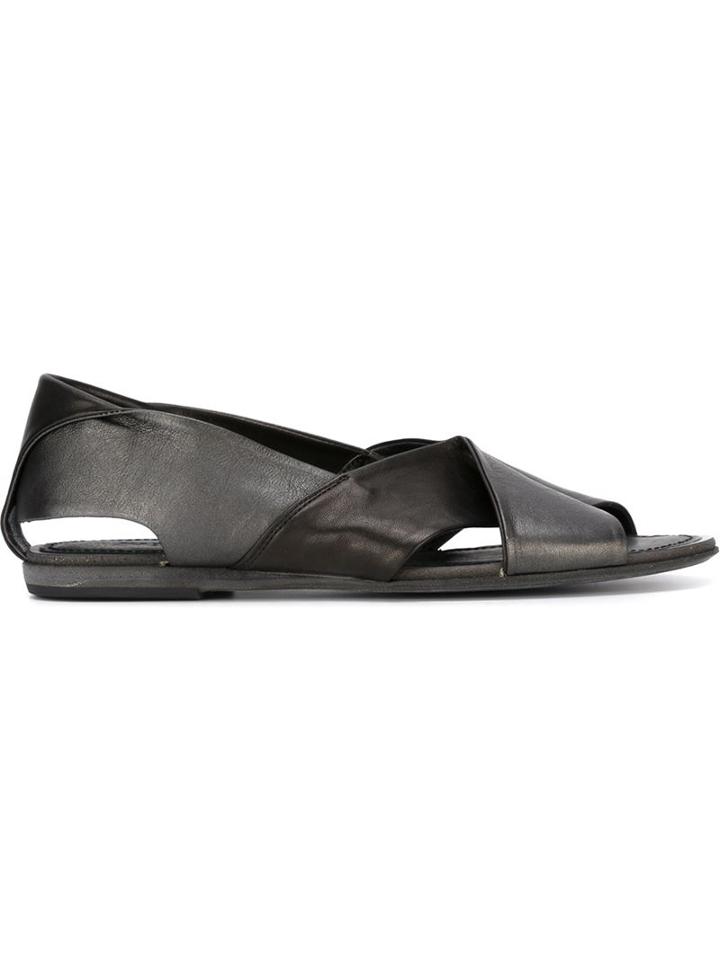 Pantanetti Open Toe Slippers, Women's, Size: 40, Black, Calf Leather/leather