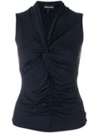 Emporio Armani Ruched Knot-front Top - Blue