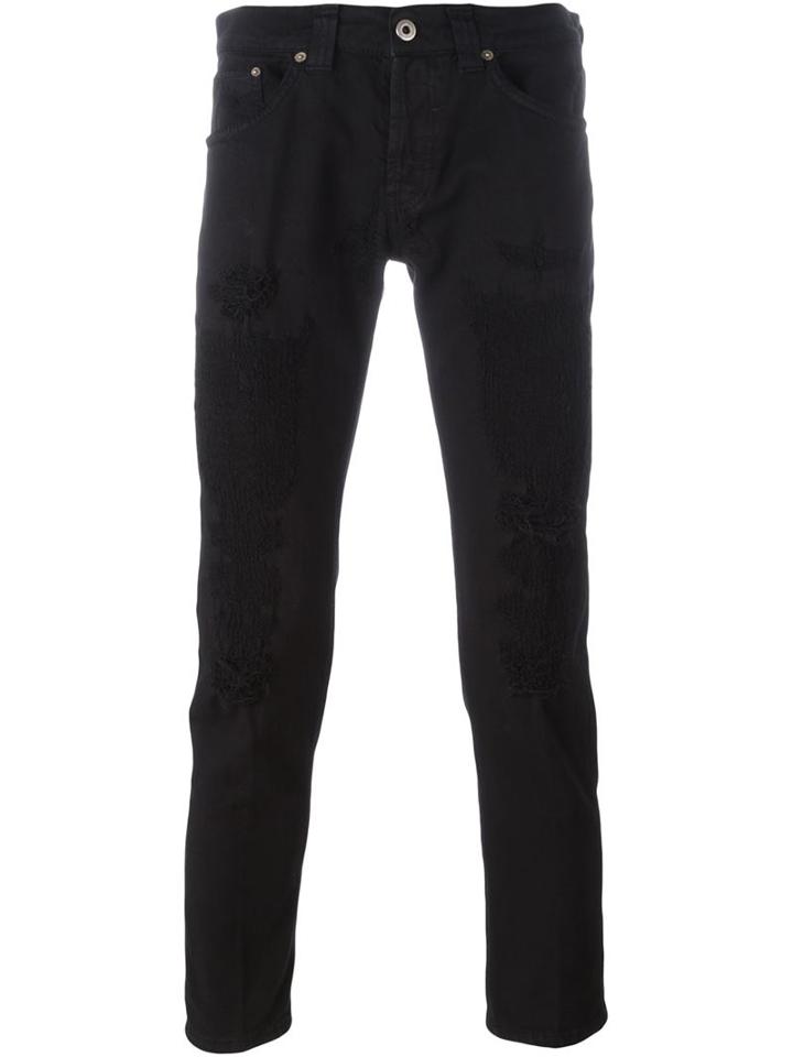 Dondup Distressed Jeans, Men's, Size: 31, Black, Cotton/spandex/elastane