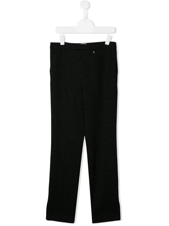 Elisabetta Franchi La Mia Bambina Glitter Detail Trousers - Black