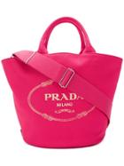 Prada Logo Print Tote Bag - Pink & Purple