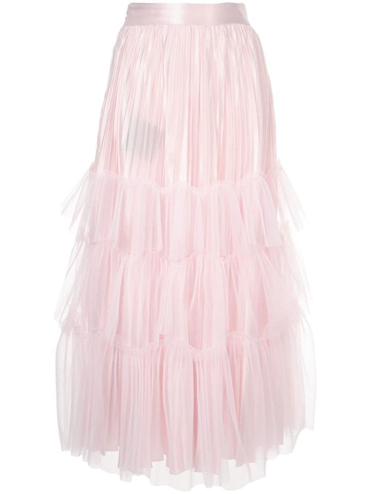 Huishan Zhang Tulle Tiered Maxi Skirt - Pink