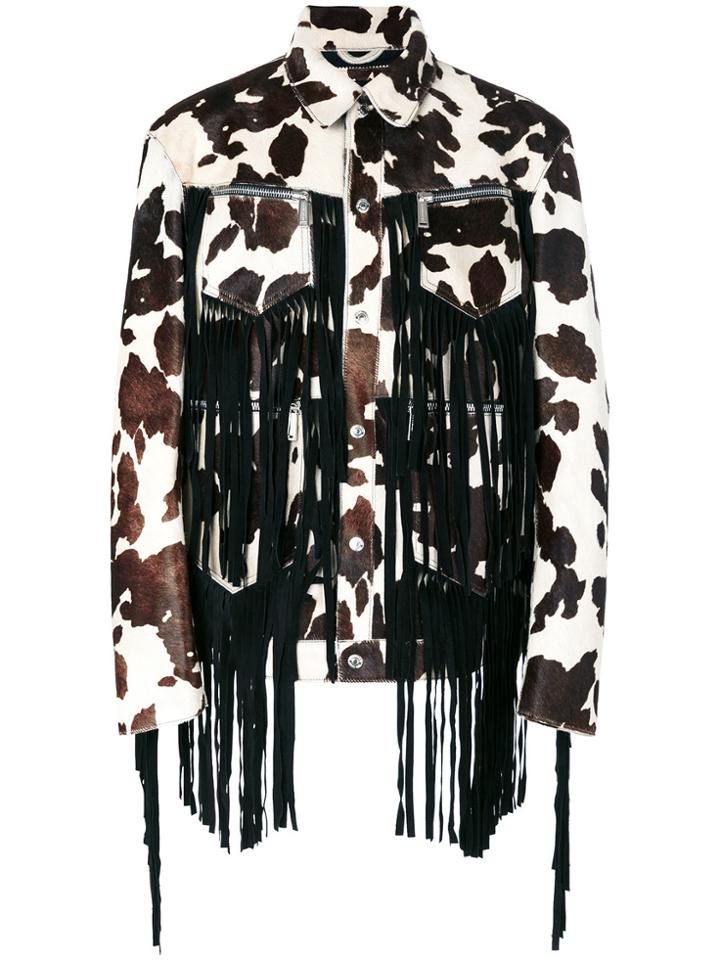Dsquared2 Fringed Animal Print Jacket - Nude & Neutrals