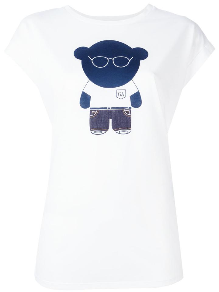 Emporio Armani Bear Print T-shirt, Women's, Size: 42, White, Lyocell/cotton/polyester