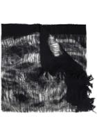 Y's Frayed Scarf, Women's, Black, Wool