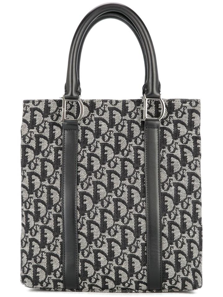 Christian Dior Vintage Trotter Pattern Hand Tote Bag - Black
