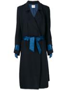 Forte Forte Ribbon Embellished Belted Coat - Blue