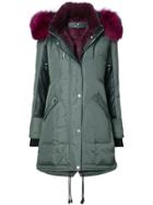 Nicole Benisti Chelsea Fox Fur Trim Coat - Green