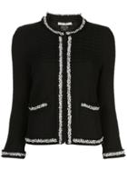 Alice+olivia Georgia Faux-pearl Trim Knit Jacket - Black