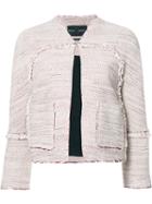 Proenza Schouler Collarless Tweed Jacket, Women's, Size: 2, Red, Silk/acetate/cotton