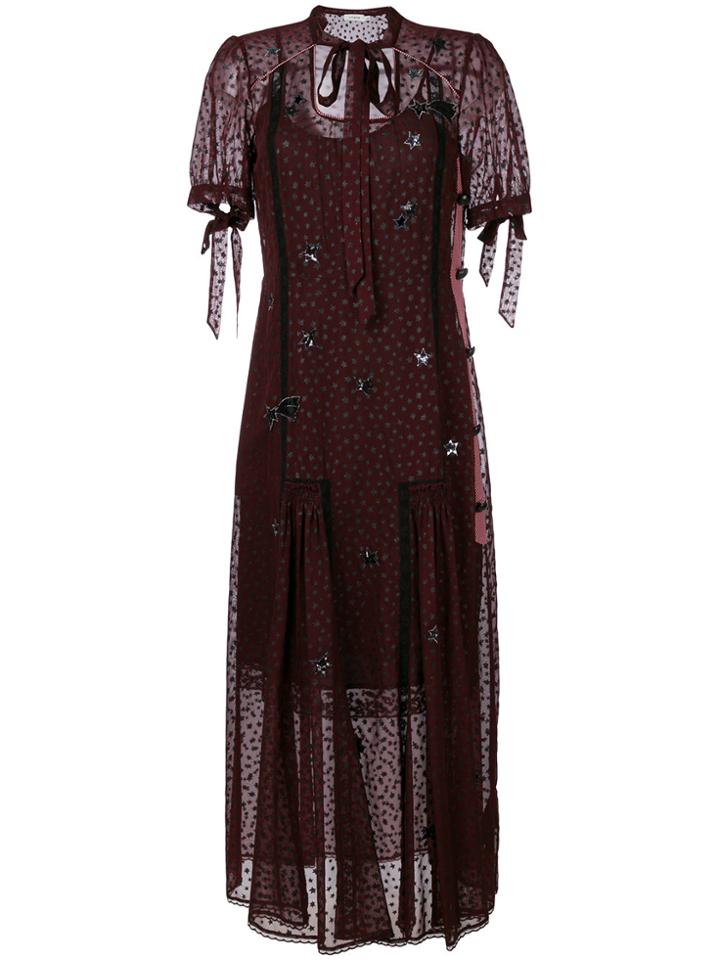 Coach Star Embroidered Mesh Overlay Dress