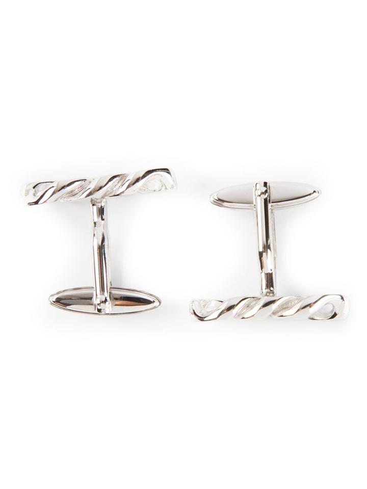 Lanvin Twisted Cufflinks, Men's, Metallic, Rhodium
