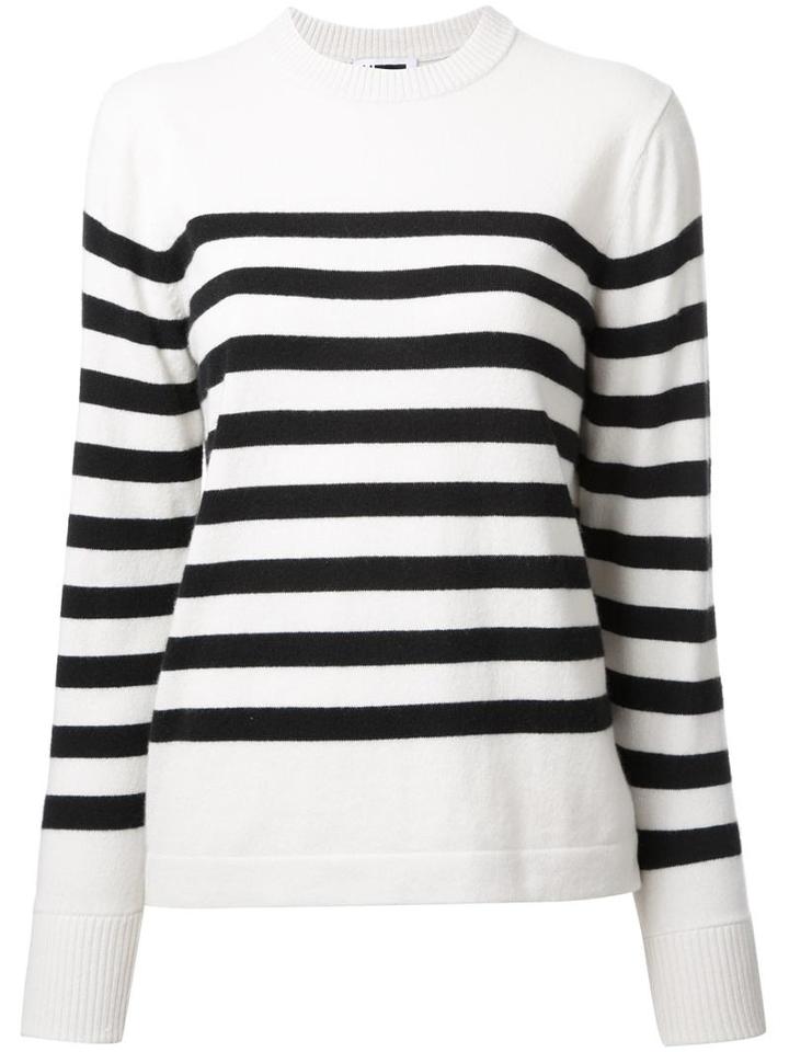 H Beauty & Youth Striped Crew Neck Jumper, Women's, White, Cashmere
