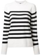 H Beauty & Youth Striped Crew Neck Jumper, Women's, White, Cashmere