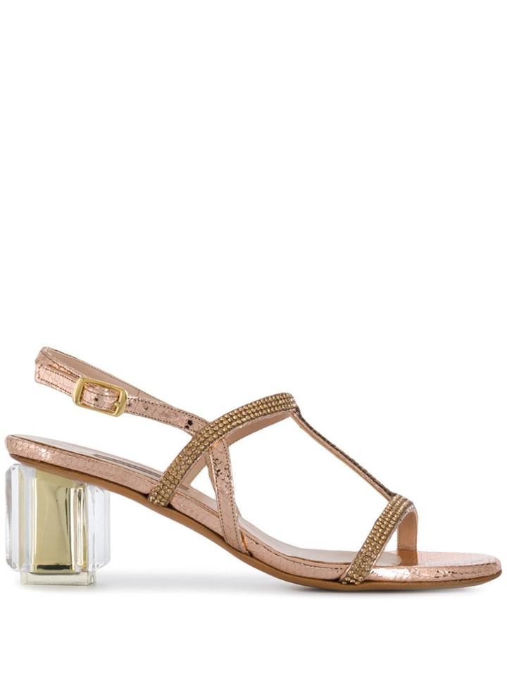 Albano Embellished Strap Sandals - Metallic
