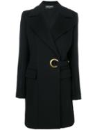 Balmain - Eyelet Belted Coat - Women - Cotton/viscose/wool - 36, Black, Cotton/viscose/wool