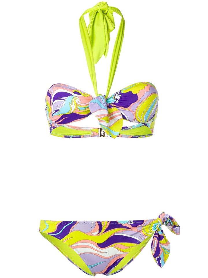 Emilio Pucci Rivera Print Halterneck Bikini - Blue