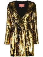 Amuse Sequin Wrap Dress - Gold