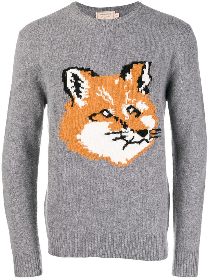 Maison Kitsuné Fox Motif Jumper - Grey