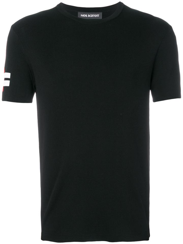 Neil Barrett Strikethrough Stripe Detail Knit Top - Black