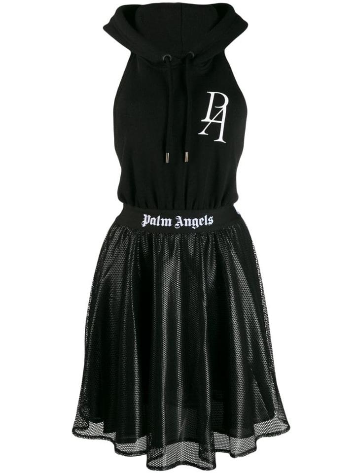 Palm Angels Open Back Hoodie Dress - Black