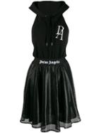 Palm Angels Open Back Hoodie Dress - Black
